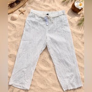 J. Crew White Wide Leg Lightweight Cotton Pants